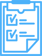 Code Data Icon Minimalistic blue clipboard design with a checklist on a white background
