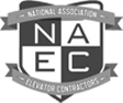 greyscale logo of National Association of Elevator Contractors international